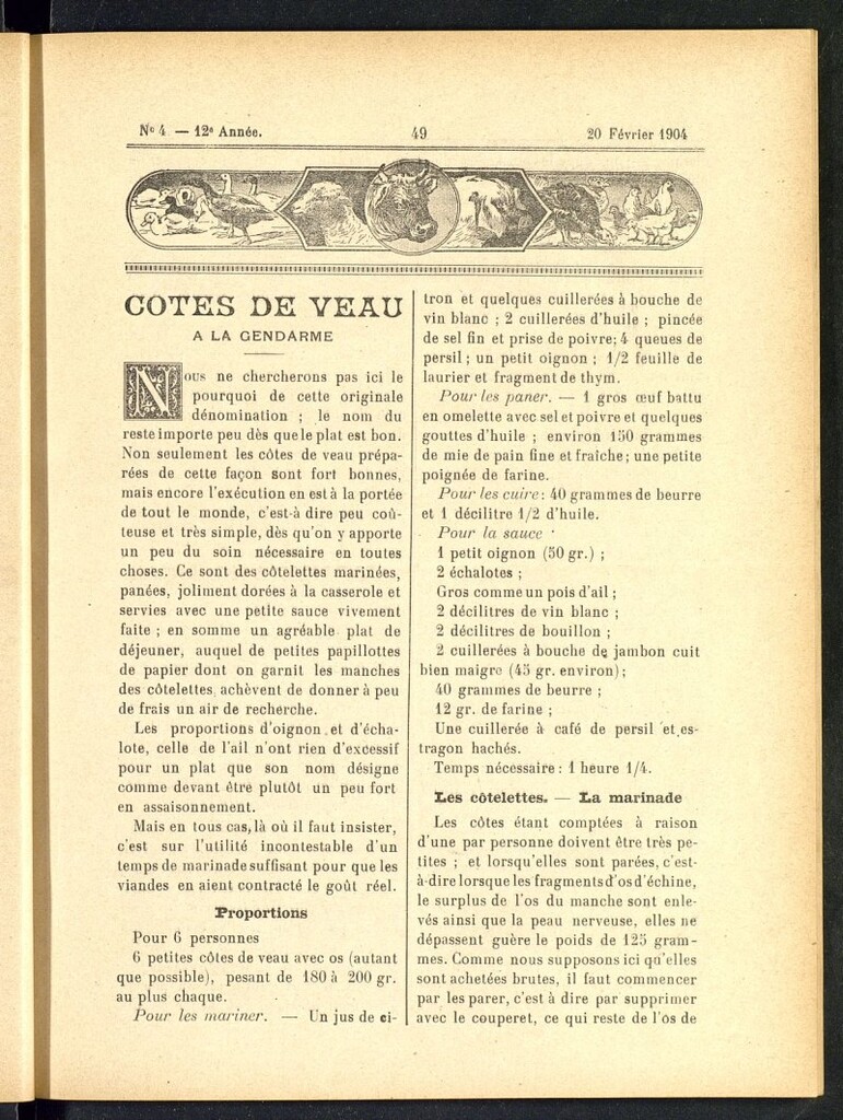 Miniatura de Le Pot-au-Feu : journal de cuisine pratique et d´économie domestique del 20 de febrero de 1904, nº 4