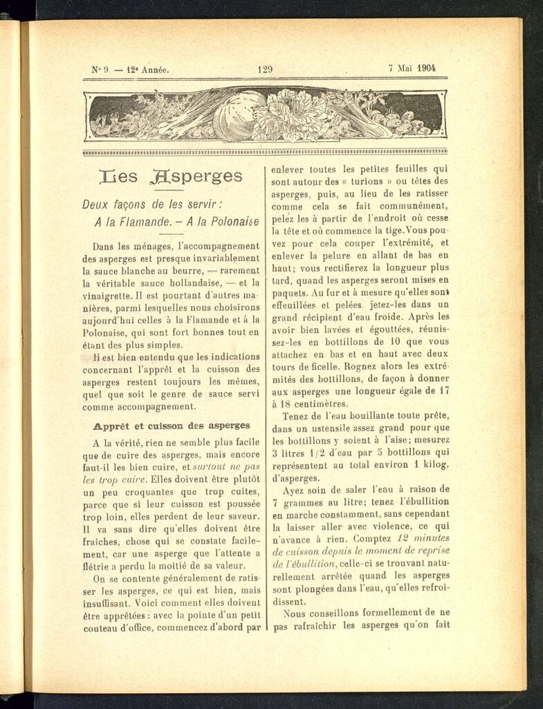 Miniatura de Le Pot-au-Feu : journal de cuisine pratique et d´économie domestique del 7 de mayo de 1904, nº 9