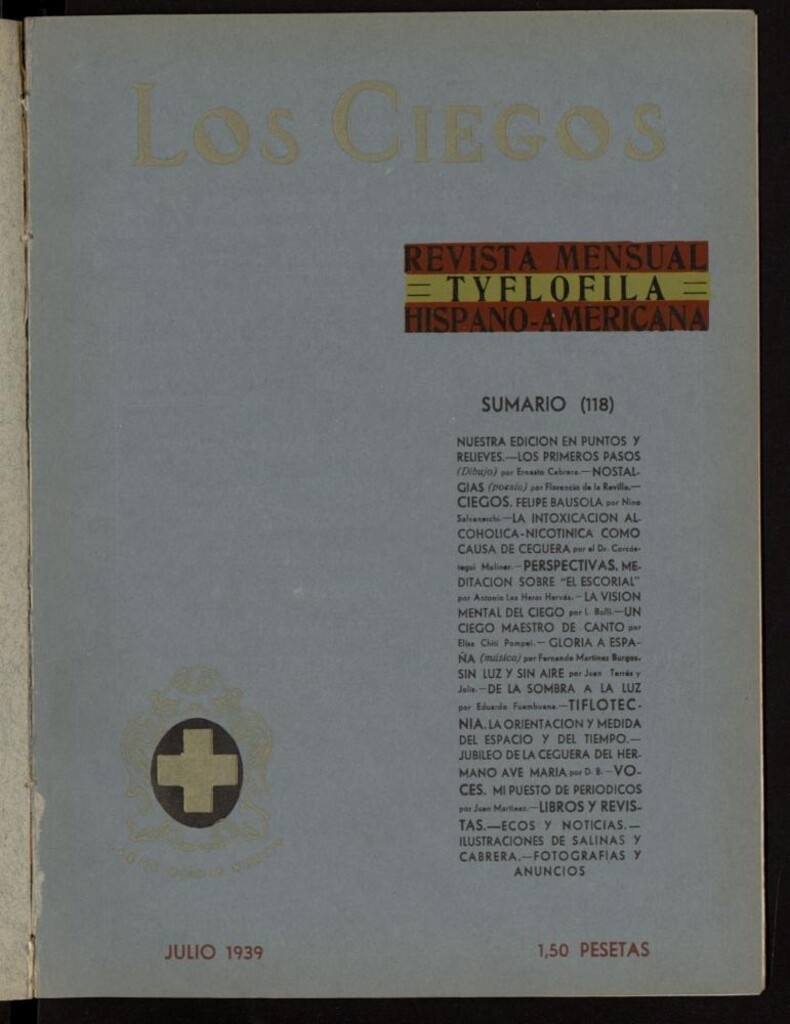 Miniatura de Los ciegos: revista mensual tyflofila hispano-americana de julio de 1939, nº 118
