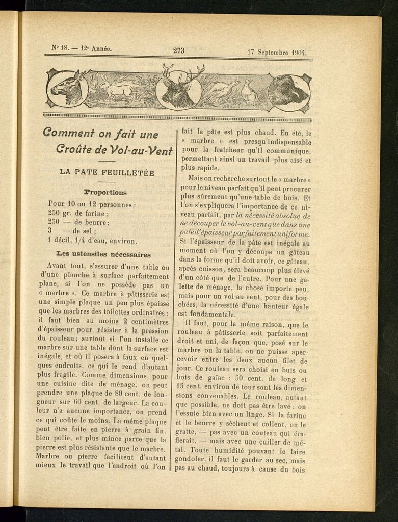 Miniatura de Le Pot-au-Feu : journal de cuisine pratique et d´économie domestique del 17 de septiembre de 1904, nº 18