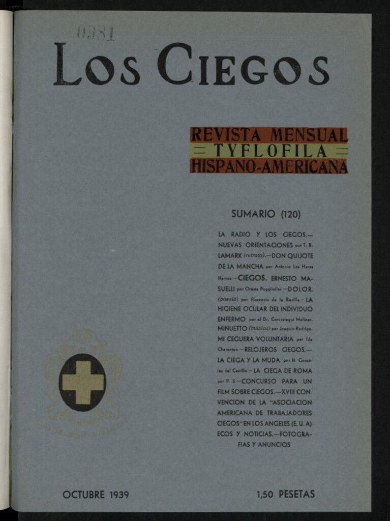 Miniatura de Los ciegos: revista mensual tyflofila hispano-americana de octubre de 1939, nº 120