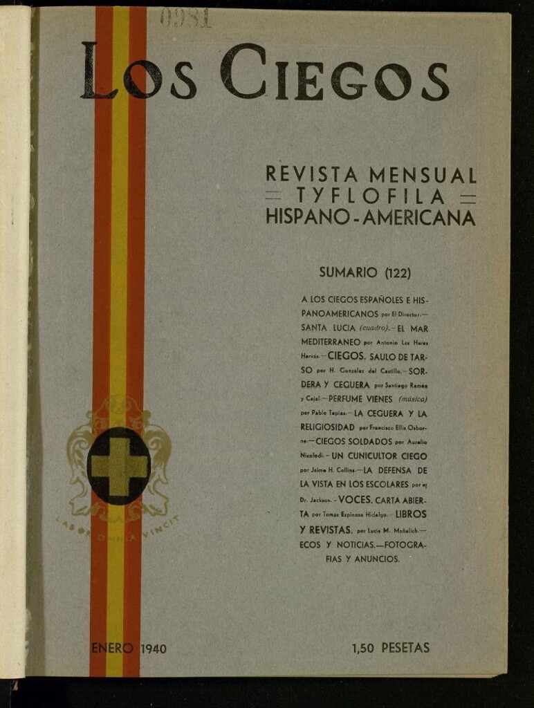 Miniatura de Los ciegos: revista mensual tyflofila hispano-americana de enero de 1940, nº 122