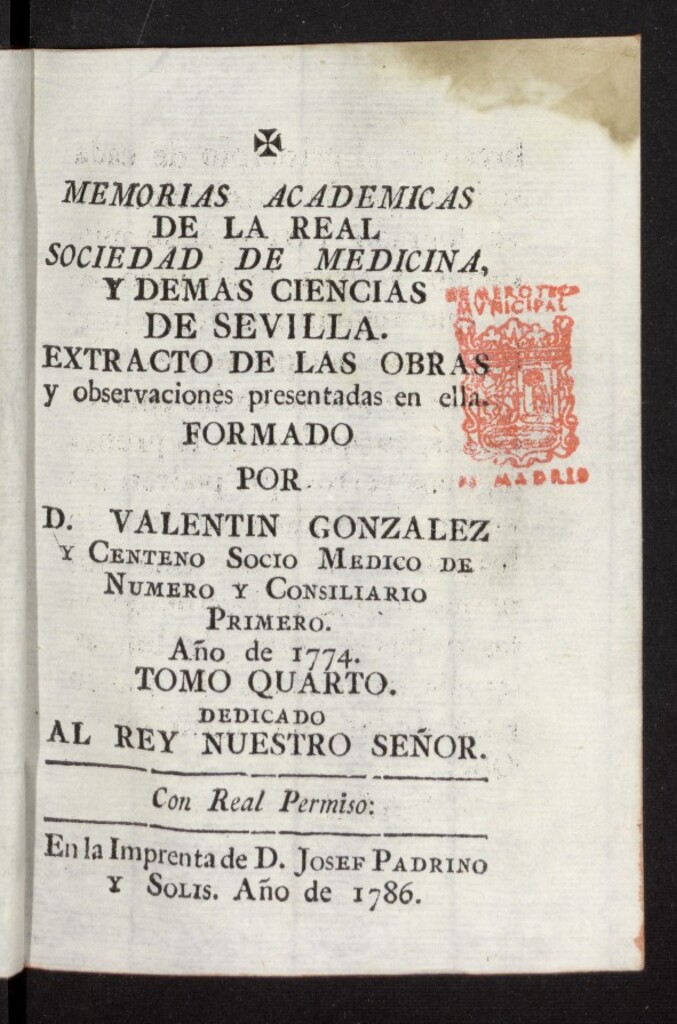 Miniatura de Memorias académicas de la Real Sociedad de la Medicina de 1786