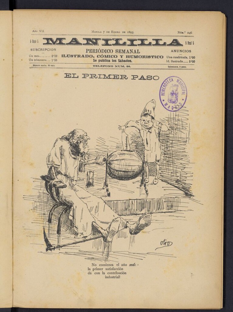 Miniatura de Manililla : periódico semanal ilustrado, cómico y humorístico del 7 de enero de 1893, nº 246