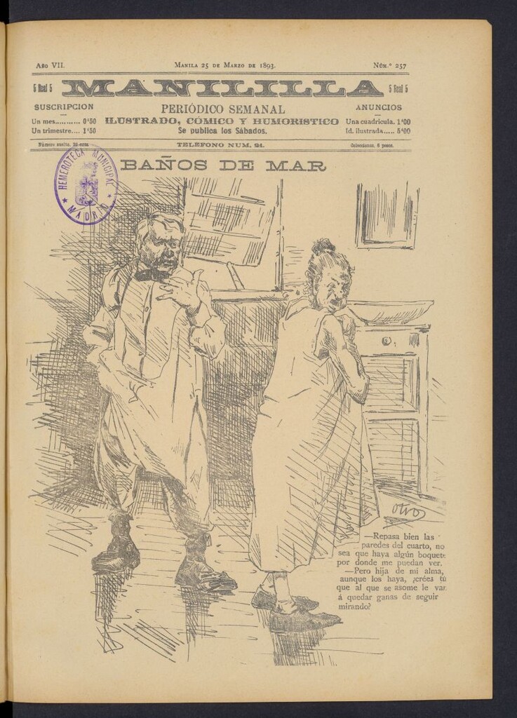 Miniatura de Manililla : periódico semanal ilustrado, cómico y humorístico del 25 de marzo de 1893, nº 257