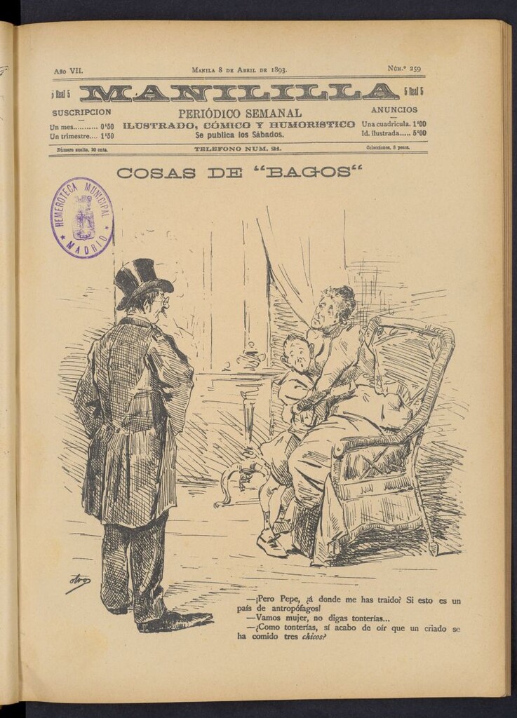 Miniatura de Manililla : periódico semanal ilustrado, cómico y humorístico del 8 de abril de 1893, nº 259