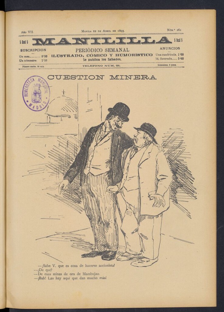 Miniatura de Manililla : periódico semanal ilustrado, cómico y humorístico del 22 de abril de 1893, nº 261