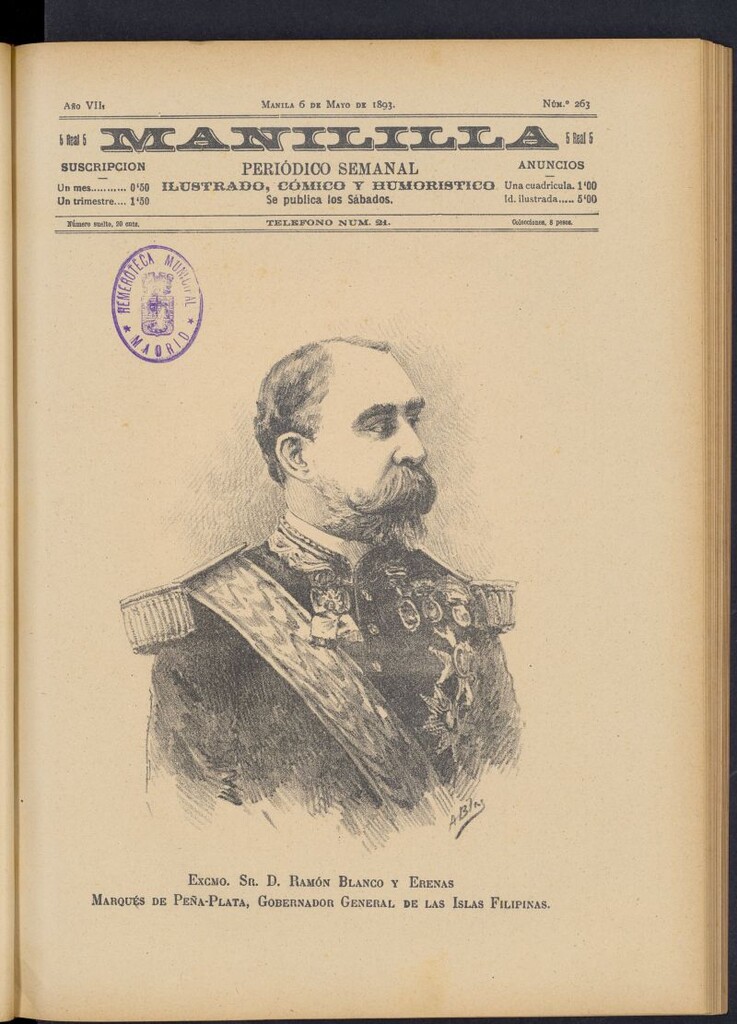 Miniatura de Manililla : periódico semanal ilustrado, cómico y humorístico del 6 de mayo de 1893, nº 263