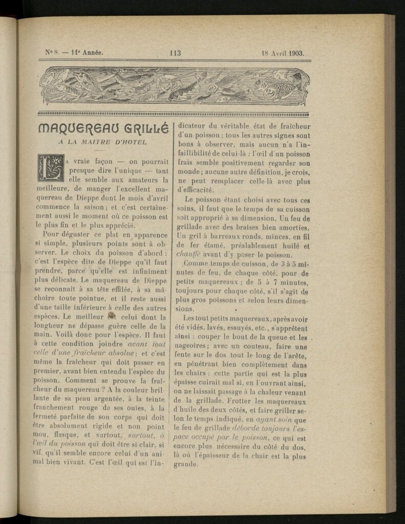 Miniatura de Le Pot-au-Feu : journal de cuisine pratique et d´économie domestique,del 18 de abril de 1903, nº 8