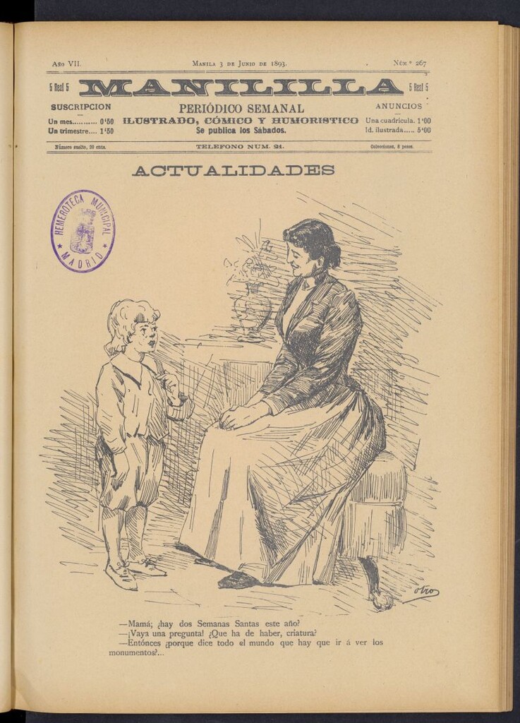 Miniatura de Manililla : periódico semanal ilustrado, cómico y humorístico del 3 de junio de 1893, nº 267