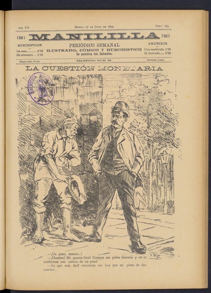 Miniatura de Manililla : periódico semanal ilustrado, cómico y humorístico del 17 de junio de 1893, nº 269