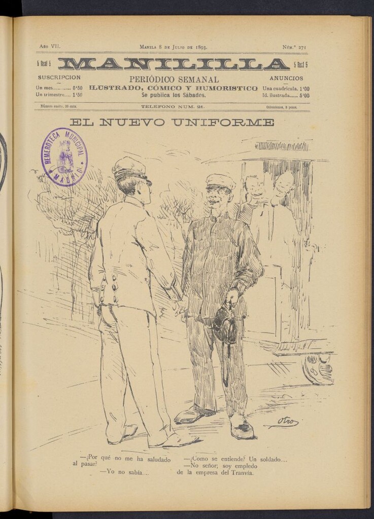 Miniatura de Manililla : periódico semanal ilustrado, cómico y humorístico del 8 de julio de 1893, nº 271