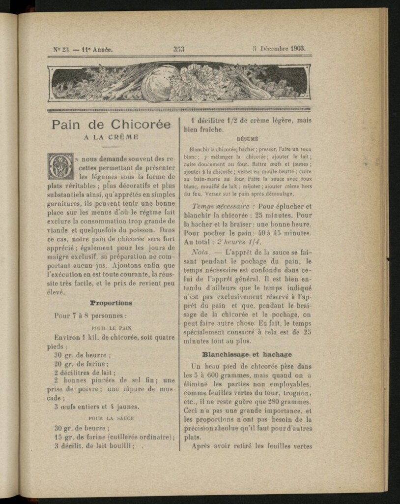 Miniatura de Le Pot-au-Feu : journal de cuisine pratique et d´économie domestique, del 5 de diciembre de 1903, nº 23