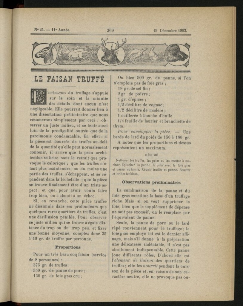 Miniatura de Le Pot-au-Feu : journal de cuisine pratique et d´économie domestique, del 19 de diciembre de 1903, nº 24