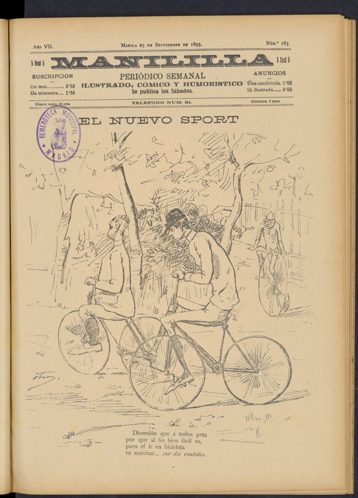 Miniatura de Manililla : periódico semanal ilustrado, cómico y humorístico del 23 de septiembre de 1893, nº 283
