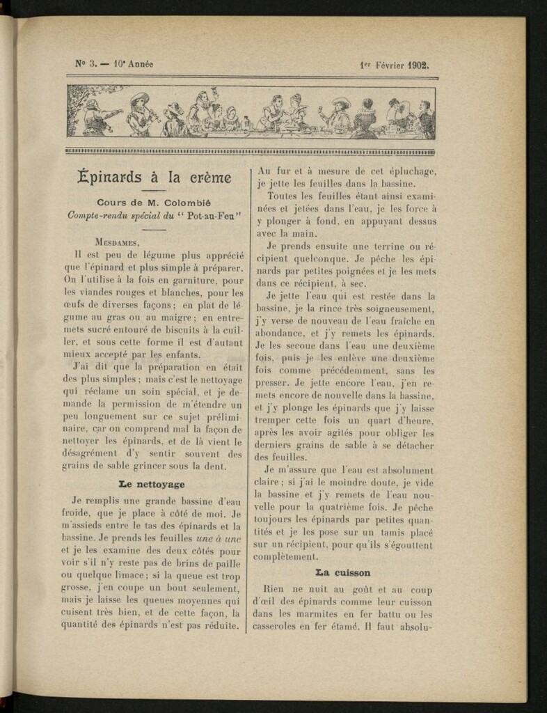Miniatura de Le Pot-au-Feu : journal de cuisine pratique et d´économie domestique del 1 de febrero de 1902, nº 3