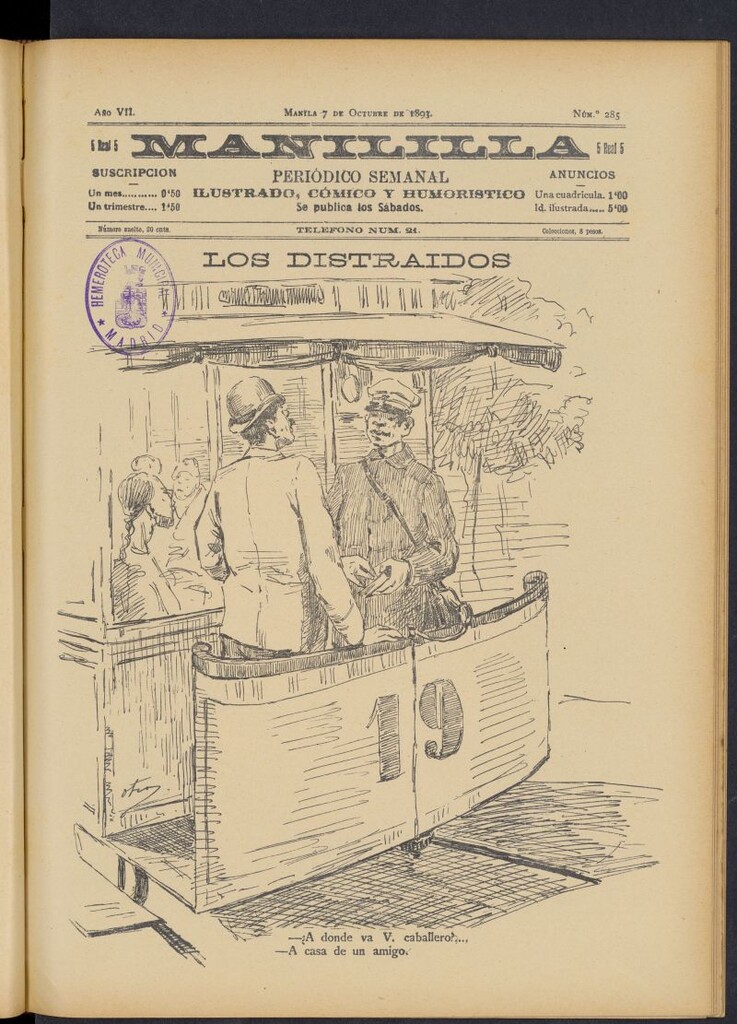 Miniatura de Manililla : periódico semanal ilustrado, cómico y humorístico del 7 de octubre de 1893, nº 285