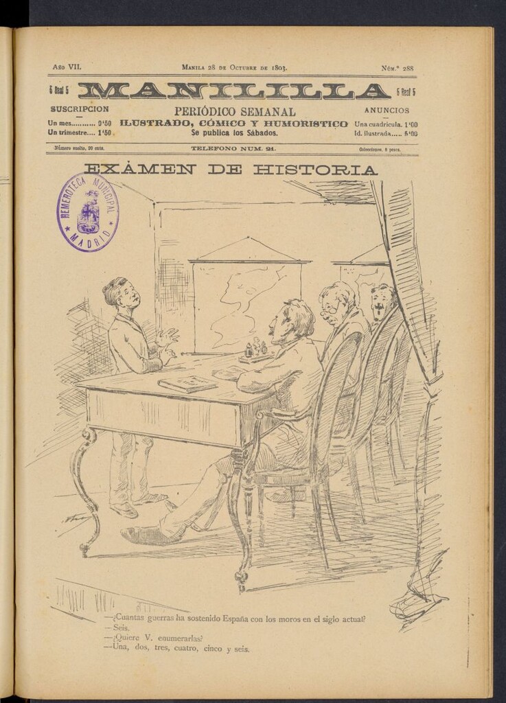 Miniatura de Manililla : periódico semanal ilustrado, cómico y humorístico del 28 de octubre de 1893, nº 288