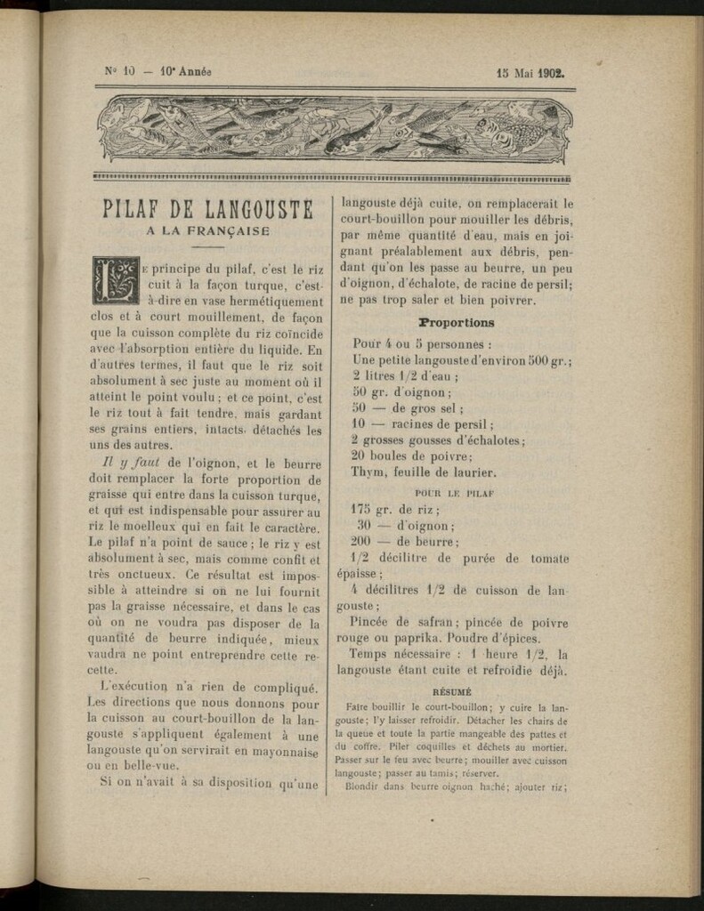 Miniatura de Le Pot-au-Feu : journal de cuisine pratique et d´économie domestique del 15 de mayo de 1902, nº 10