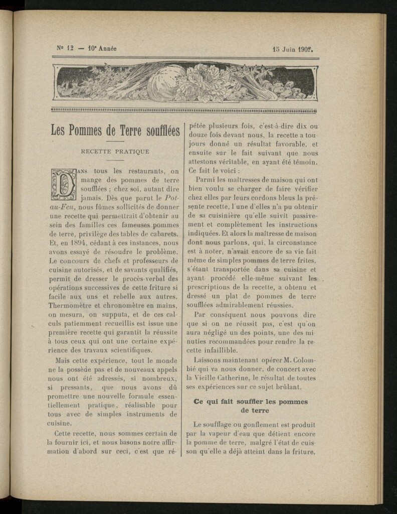 Miniatura de Le Pot-au-Feu : journal de cuisine pratique et d´économie domestique del 15 de junio de 1902, nº 12
