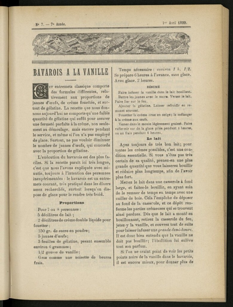 Miniatura de Le Pot-au-Feu : journal de cuisine pratique et d´économie domestique del 1 de abril de 1899, nº 7