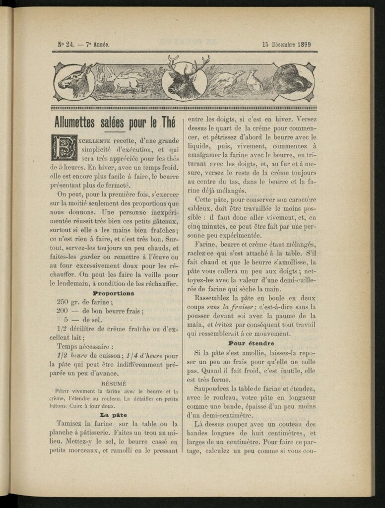 Miniatura de Le Pot-au-Feu : journal de cuisine pratique et d´économie domestique del 15 de diciembre de 1899, nº 24