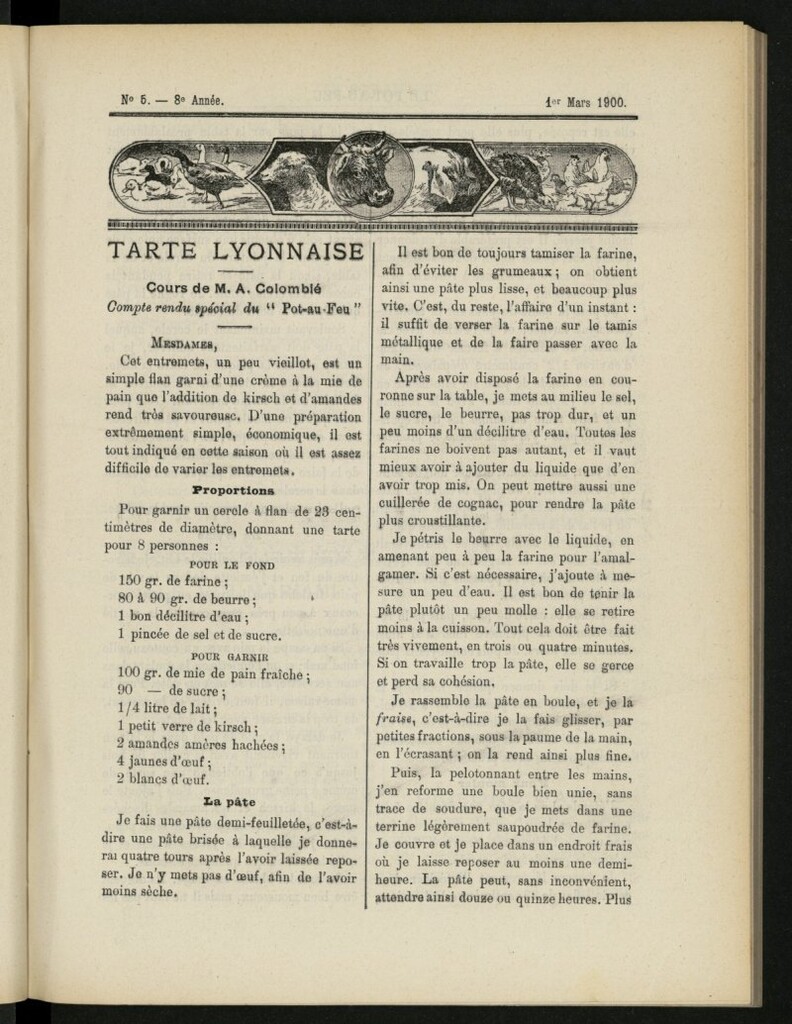 Miniatura de Le Pot-au-Feu : journal de cuisine pratique et d´économie domestique del 1 de marzo de 1900, nº 5