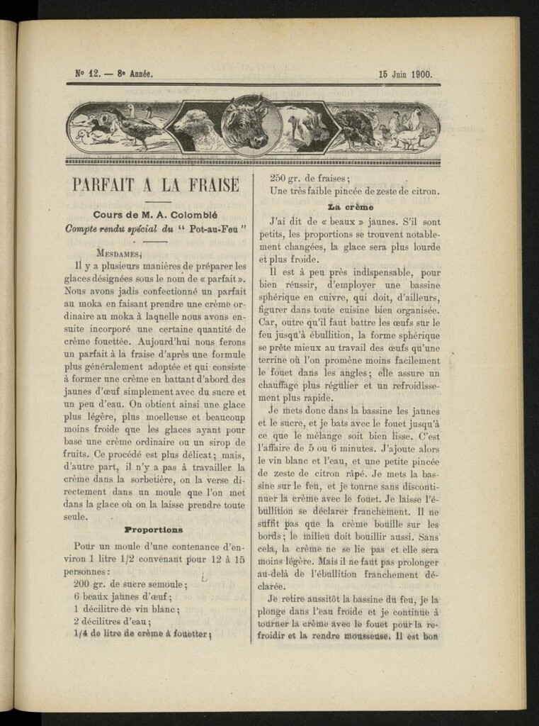 Miniatura de Le Pot-au-Feu : journal de cuisine pratique et d´économie domestique del 15 de junio de 1900, nº 12