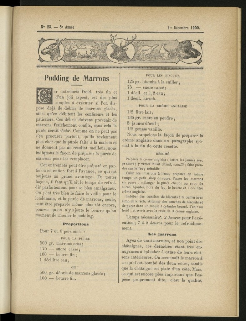 Miniatura de Le Pot-au-Feu : journal de cuisine pratique et d´économie domestique del 1 de diciembre de 1900, nº 23