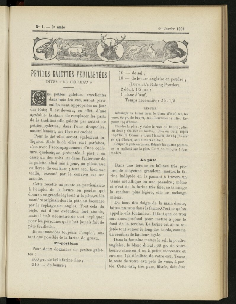 Miniatura de Le Pot-au-Feu : journal de cuisine pratique et d´économie domestique de 1 de enero de 1901, nº 1