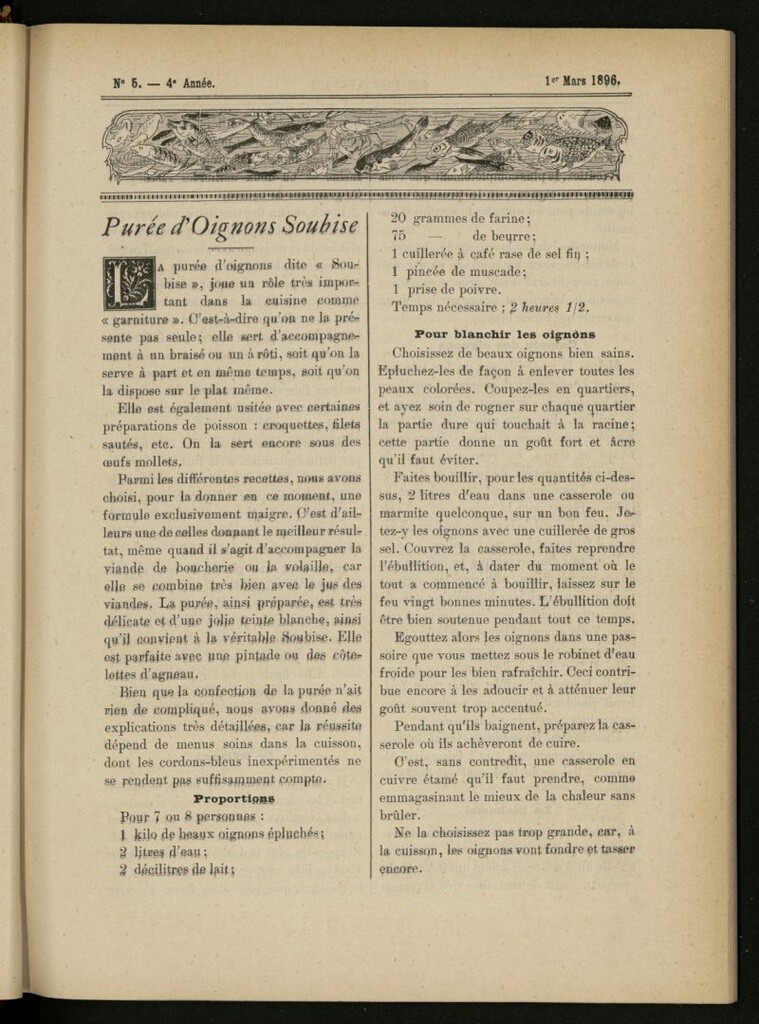 Miniatura de Le Pot-au-Feu : journal de cuisine pratique et d´économie domestique del 1 de marzo de 1896, nº 5