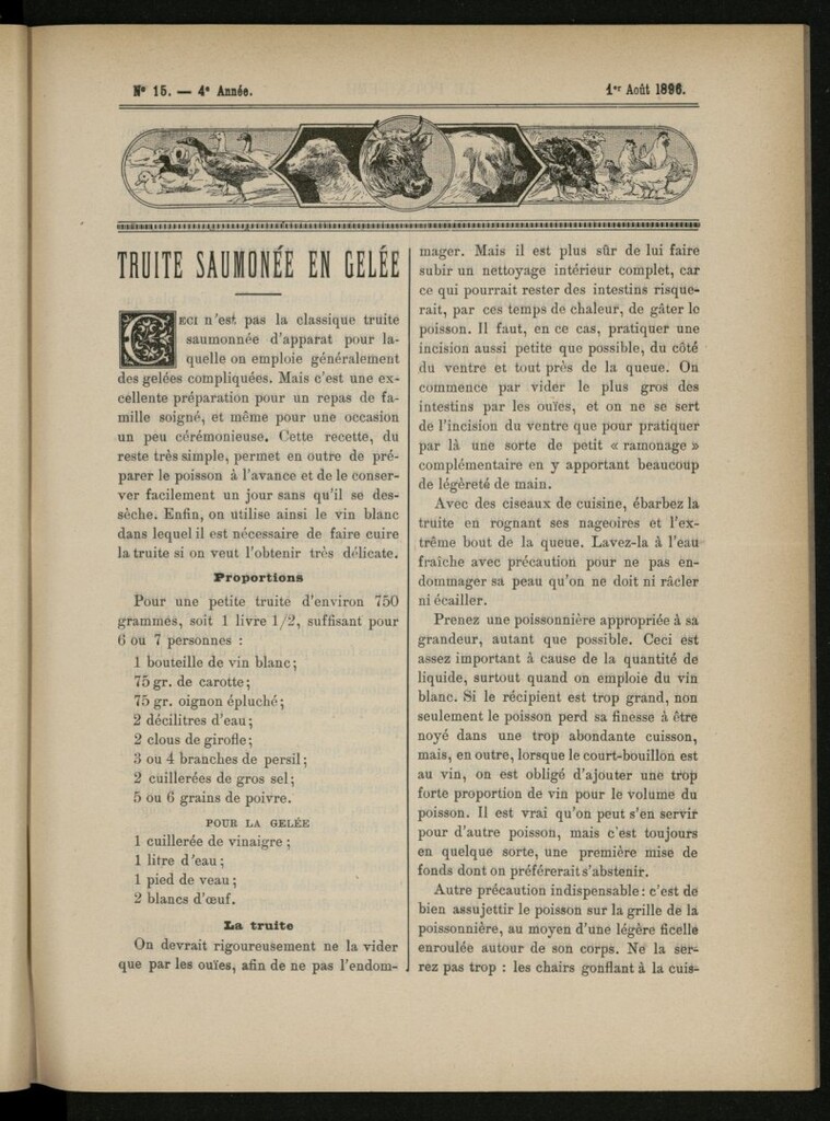 Miniatura de Le Pot-au-Feu : journal de cuisine pratique et d´économie domestique del 1 de agosto de 1896, nº 15