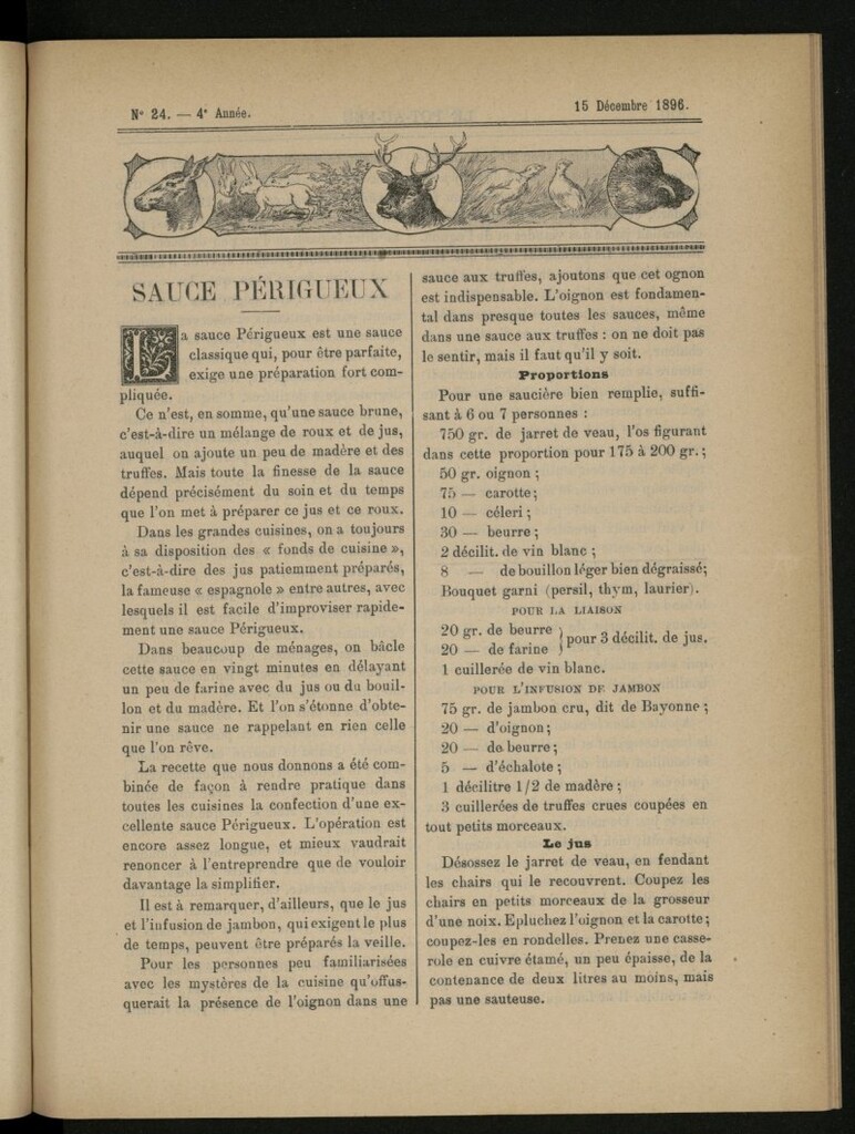Miniatura de Le Pot-au-Feu : journal de cuisine pratique et d´économie domestique del 15 de diciembre de 1896, nº 24