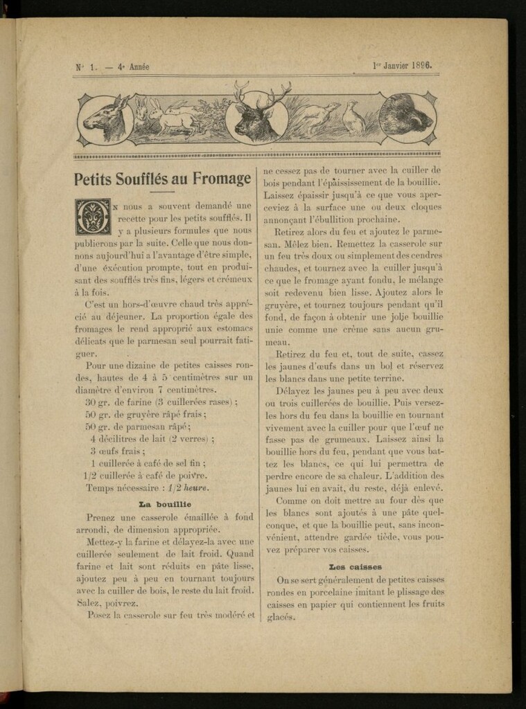 Miniatura de Le Pot-au-Feu : journal de cuisine pratique et d´économie domestique del 1 de enero de 1896, nº 1