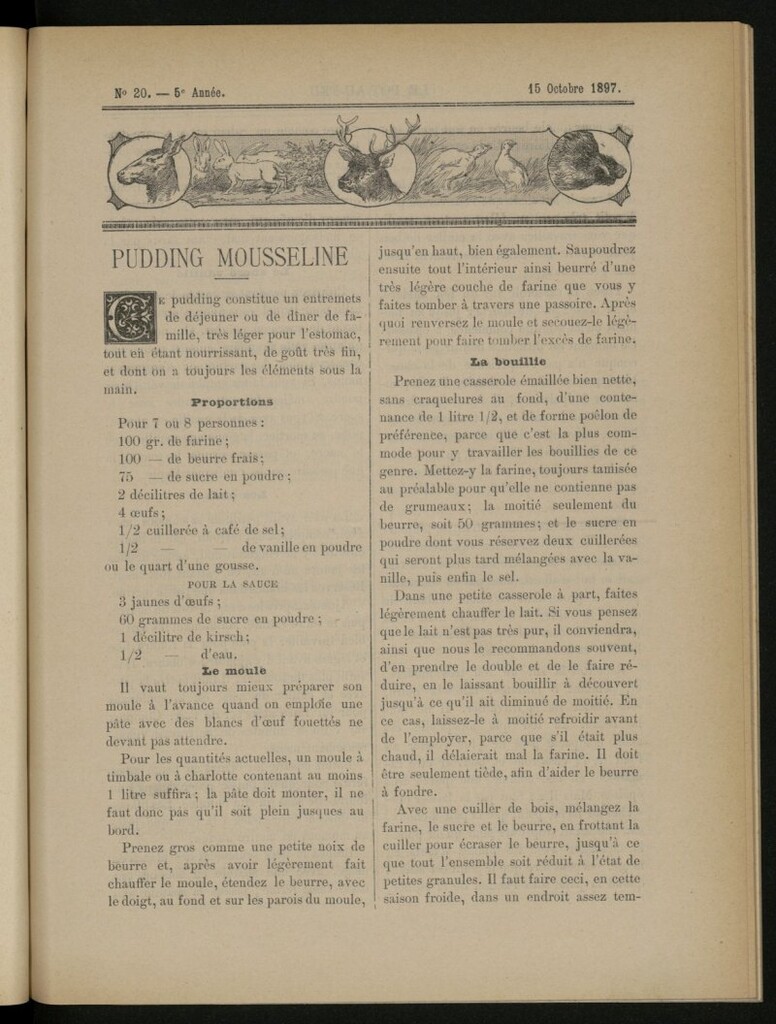 Miniatura de Le Pot-au-Feu : journal de cuisine pratique et d´économie domestique del 15 de octubre de 1897, nº 20