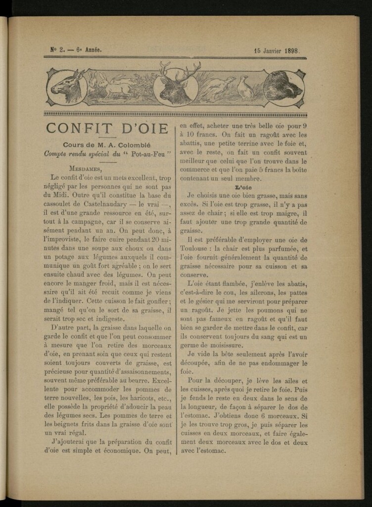Miniatura de Le Pot-au-Feu : journal de cuisine pratique et d´économie domestique del 15 de enero de 1898, nº 2