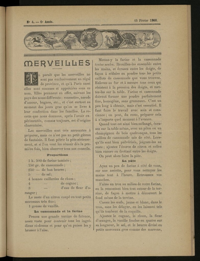 Miniatura de Le Pot-au-Feu : journal de cuisine pratique et d´économie domestique del 15 de febrero de 1898, nº 4