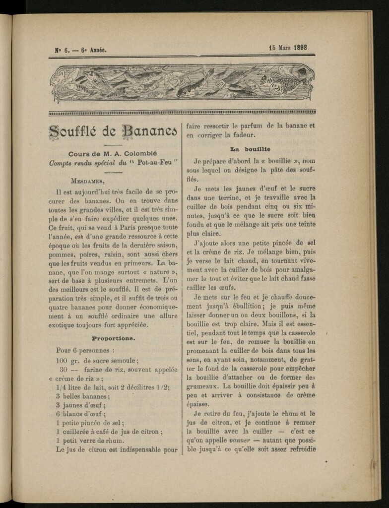 Miniatura de Le Pot-au-Feu : journal de cuisine pratique et d´économie domestique del 15 de marzo de 1898, nº 6