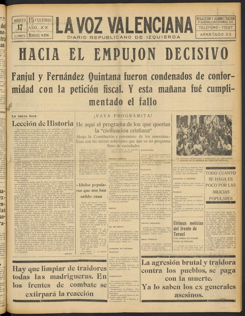 Miniatura de La Voz Valenciana del 17 de agosto de 1936