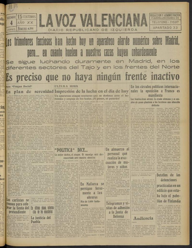 Miniatura de La Voz Valenciana del 4 de diciembre de 1936