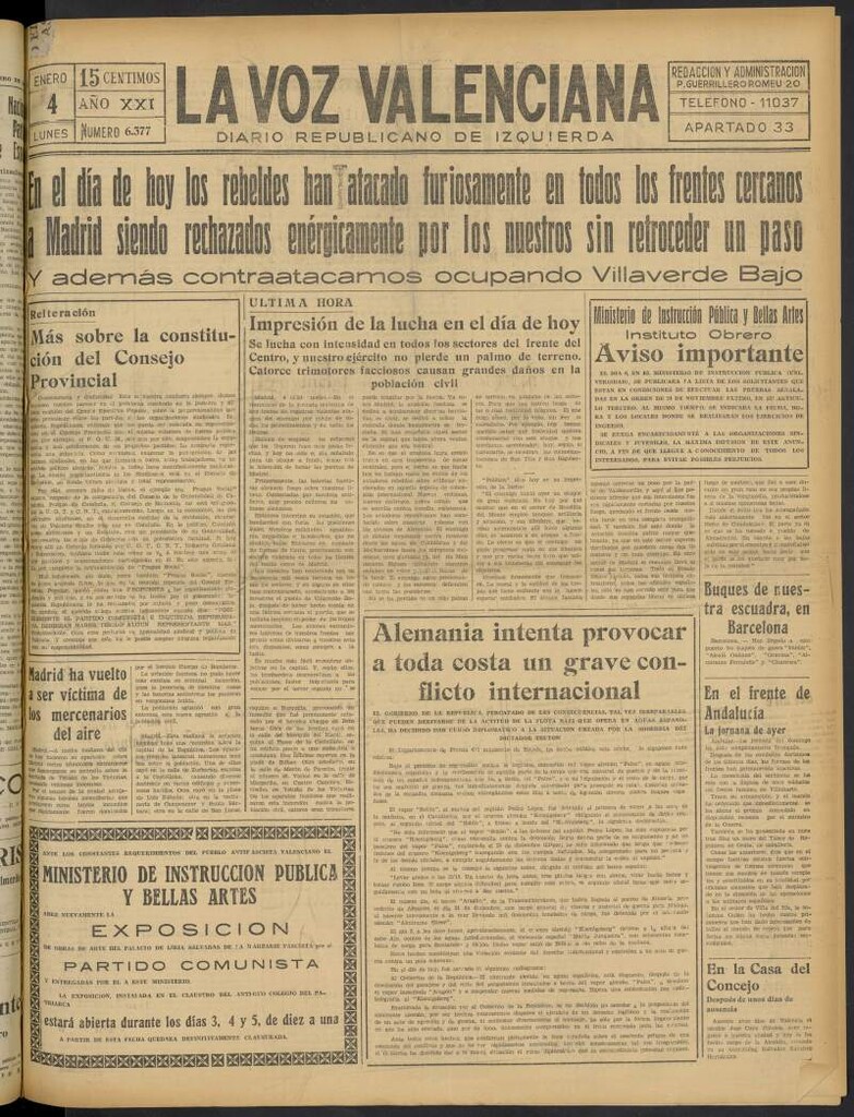 Miniatura de La Voz Valenciana del 4 de enero de 1937