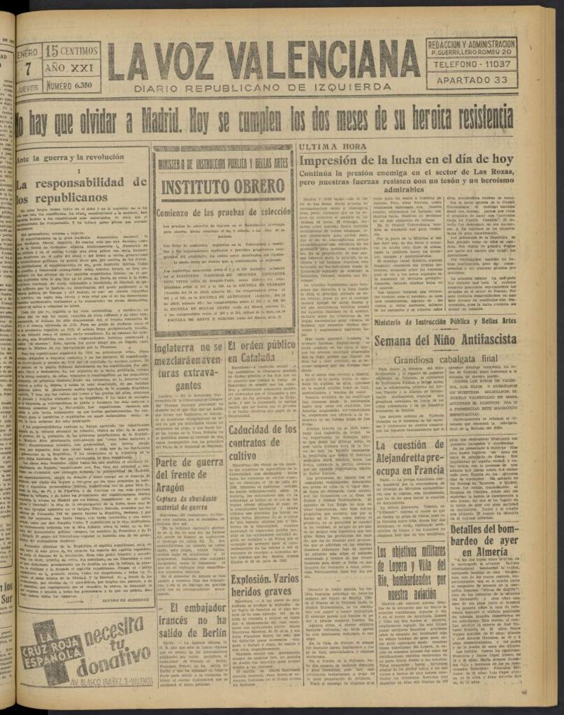 Miniatura de La Voz Valenciana del 7 de enero de 1937