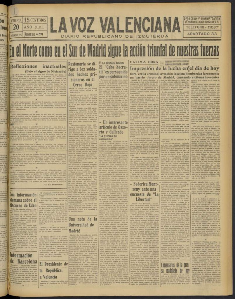 Miniatura de La Voz Valenciana del 20 de enero de 1937