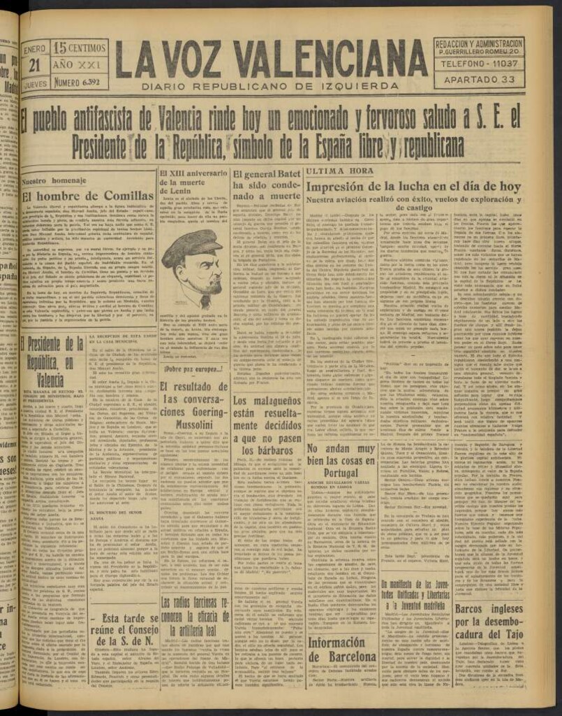 Miniatura de La Voz Valenciana del 21 de enero de 1937
