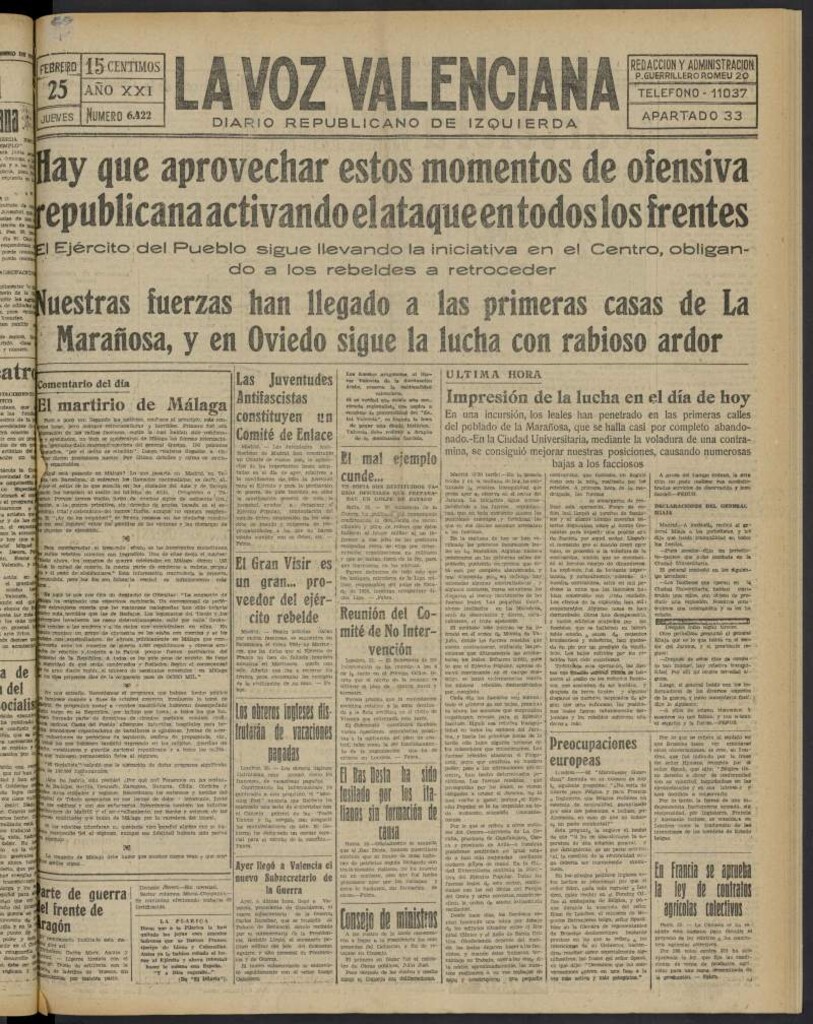 Miniatura de La Voz Valenciana del 25 de febrero de 1937