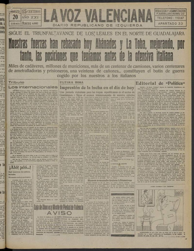 Miniatura de La Voz Valenciana del 20 de marzo de 1937