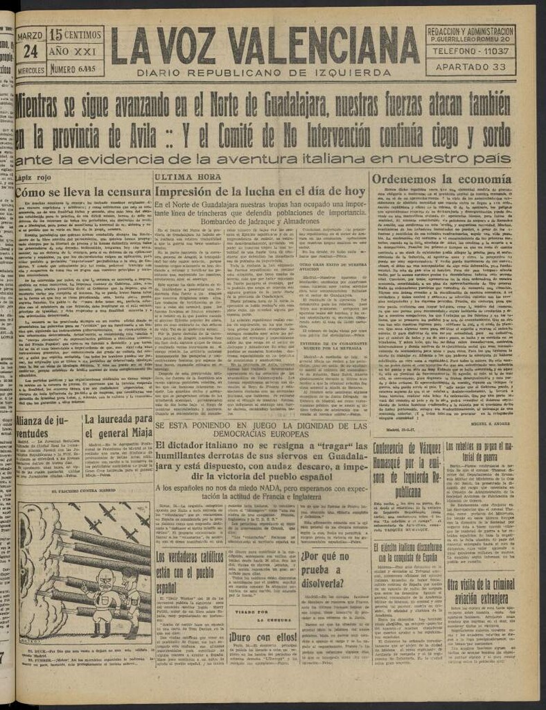 Miniatura de La Voz Valenciana del 24 de marzo de 1937