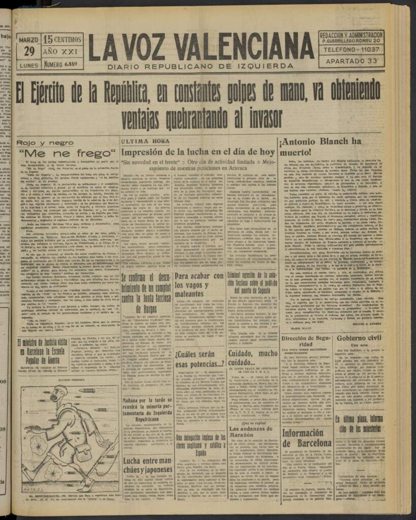 Miniatura de La Voz Valenciana del 29 de marzo de 1937