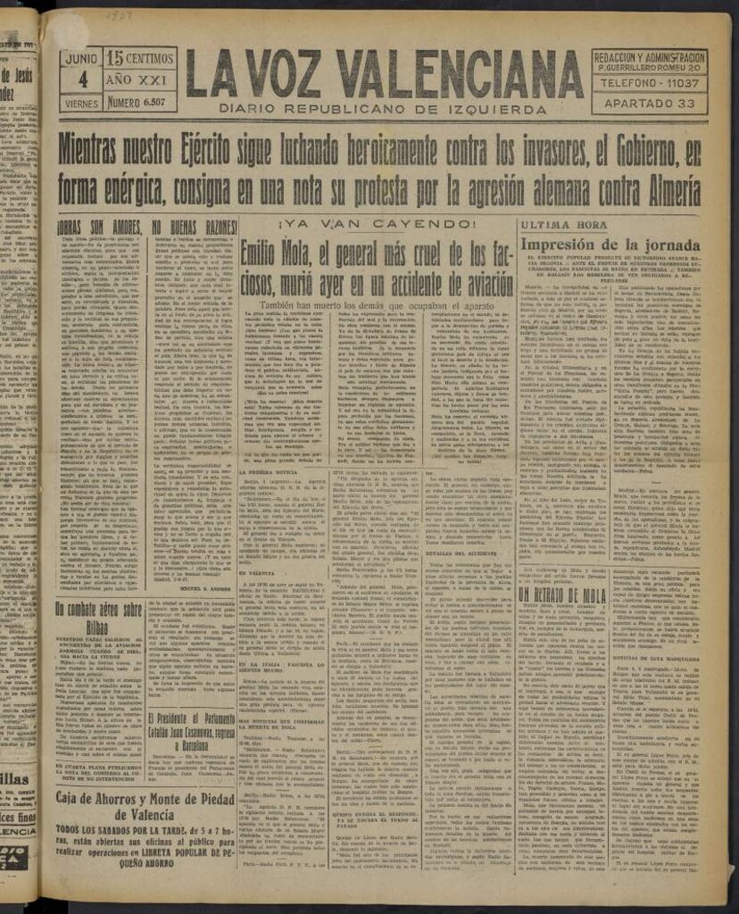 Miniatura de La Voz Valenciana del 4 de junio de 1937
