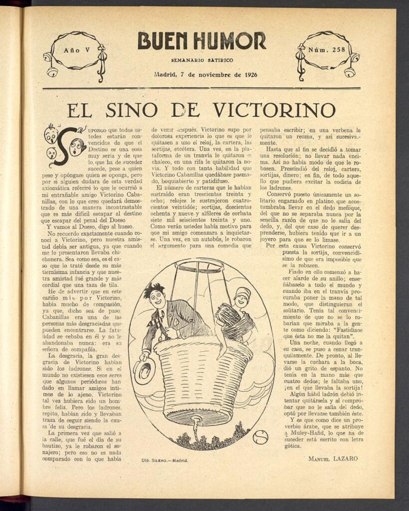 Miniatura de Buen Humor: semanario satírico. 7 de Noviembre de 1926